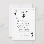Invitation Carton de réponse au mariage RSVP K Q As Trèfles (Devant)