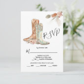 Invitation Carton de réponse avec bottes de cowboy et motif f (Debout devant)