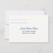 Invitation Carton de réponse | Calligraphie au pinceau - Bleu (Dos)