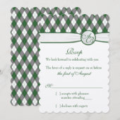 Invitation Carton de réponse de mariage à monogramme de golf (Devant / Derrière)