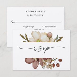Invitation Carton de réponse de mariage aquarelle bohème neut