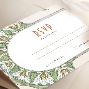 Invitation Carton de réponse de mariage Art Nouveau vintage p