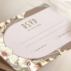 Invitation Carton de réponse de mariage Art Nouveau vintage p
