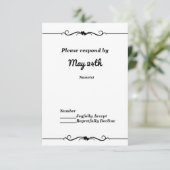 Invitation Carton de réponse de mariage coeurs doubles noir e (Debout devant)