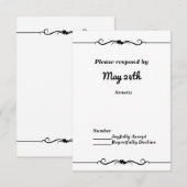 Invitation Carton de réponse de mariage coeurs doubles noir e (Devant / Derrière)