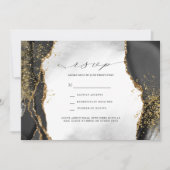 Invitation Carton de réponse de mariage en Agate Brume Noir,  (Devant)