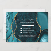 Invitation Carton de réponse de mariage en agate sarcelle, ma (Devant)