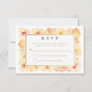 Invitation Carton de réponse de mariage Peaches Cream Gold Fr