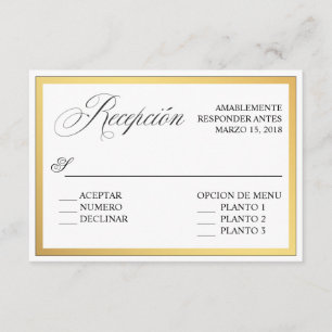 Invitation Carton de réponse élégant pour mariage espagnol RS