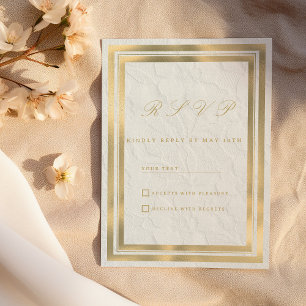 Invitation Carton de réponse en dentelle florale française or