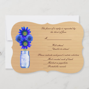 Invitation Carton de réponse en pots Mason Rustique Bleu de C