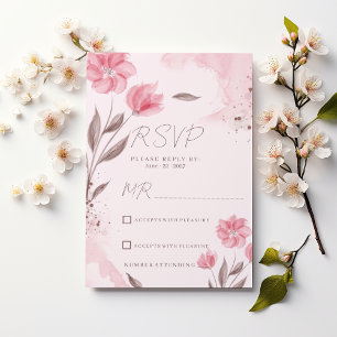 Invitation Carton de réponse floral aquarelle rose botanique
