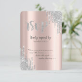 Invitation Carton de réponse pour Bat Mitzvah rose gold avec  (Debout devant)