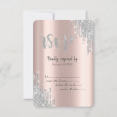 Invitation Carton de réponse pour Bat Mitzvah rose gold avec  (Devant)