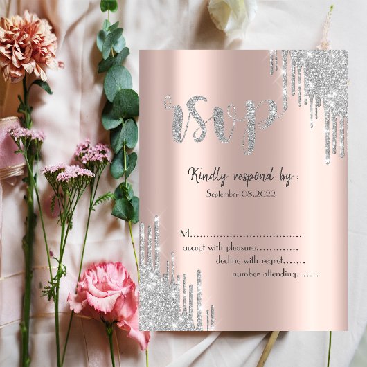 Invitation Carton de réponse pour Bat Mitzvah rose gold avec 