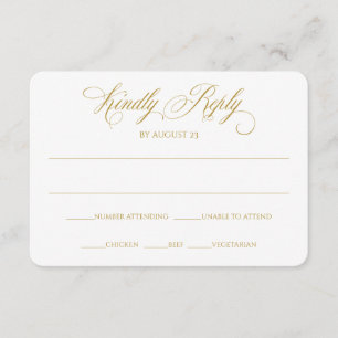 Invitation Carton de réponse RSVP élégant   Charlene (Or)