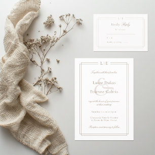 Invitation Carton de réponse RSVP mariage blanc rose or