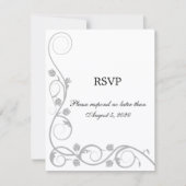 Invitation Carton de réponse RSVP Tourbillons Argentés Élégan (Devant)