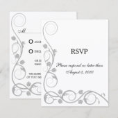 Invitation Carton de réponse RSVP Tourbillons Argentés Élégan (Devant / Derrière)