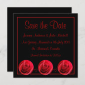 Invitation Carton de Sauvegarde de Date Fleur de Rose Rouge (Devant / Derrière)