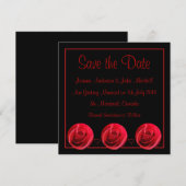 Invitation Carton de Save the Date Rose Rouge (Devant / Derrière)
