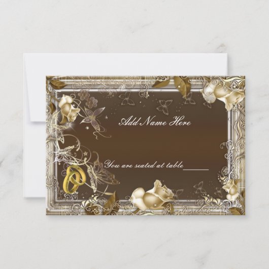 Invitation Carton de table Élégance Rustique Rose Blanche (Devant)