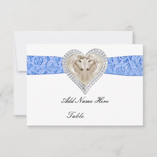 Invitation Carton de table Licorne Bleu Dentelle (Devant)
