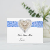 Invitation Carton de table Licorne Bleu Dentelle (Debout devant)