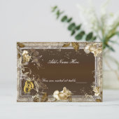 Invitation Carton de table Rose Blanche Élégance Rustique (Debout devant)