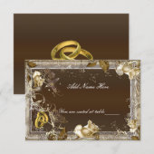 Invitation Carton de table Rose Blanche Élégance Rustique (Devant / Derrière)