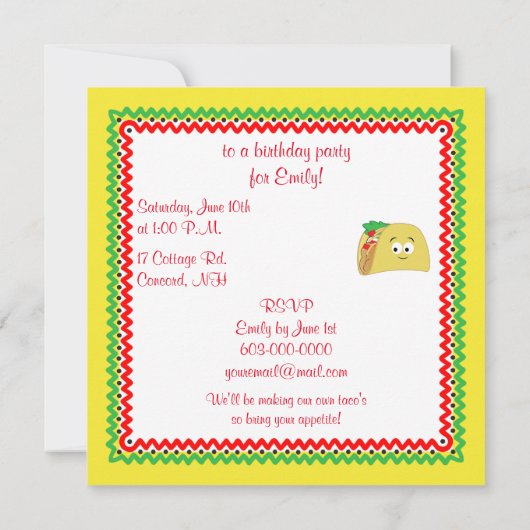 Invitation Carton de Taco (Dos)