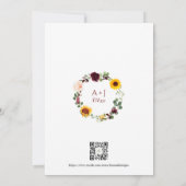 Invitation Carton d'échantillon de roses Tournesols automnaux (Dos)