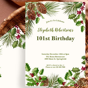 Invitation Carton d'invitation 101e anniversaire Elégante ver