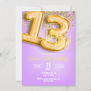 Invitation Carton d'invitation 13ème anniversaire Paillettes