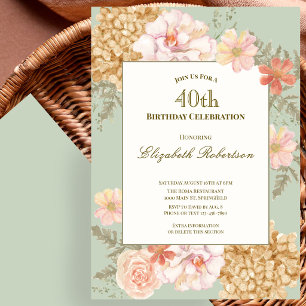 Invitation Carton d'invitation 40 ans d'automne Couleurs Flor