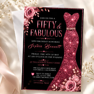 Invitation Carton d'invitation 50 ans Anniversaire Robe Paill