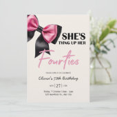 Invitation Carton d'invitation 50 ans chic noir et rose (Debout devant)