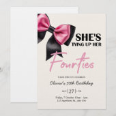 Invitation Carton d'invitation 50 ans chic noir et rose (Devant / Derrière)