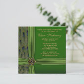 Invitation Carton d'invitation 50e anniversaire Paon Or Emera (Debout devant)