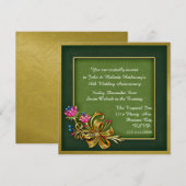 Invitation Carton d'invitation 50e anniversaire vert et or él (Devant / Derrière)