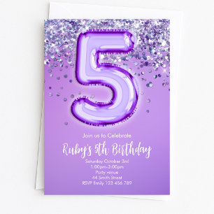 Invitation Carton d'invitation 5ème anniversaire Paillettes V