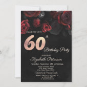 Invitation Carton d'invitation 60 ans Anniversaire Roses Roug (Devant)