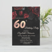 Invitation Carton d'invitation 60 ans Anniversaire Roses Roug (Debout devant)