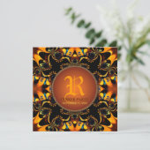 Invitation Carton d'invitation à dîner avec monogramme et bat (Debout devant)