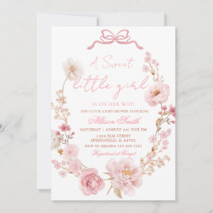 Invitation Carton d'invitation à la baby shower avec noeud ro