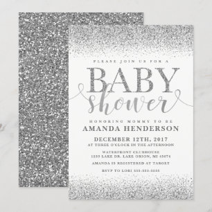 Invitation Carton d'invitation à la baby shower avec paillett