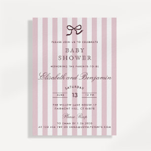 Invitation Carton d'invitation à la Baby Shower avec un nœud 