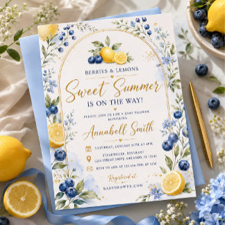 Invitation Carton d'invitation à la Baby Shower Berries & Lem