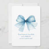 Invitation Carton d'invitation à la baby shower Blue Bow Coqu (Dos)