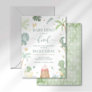 Invitation Carton d'invitation à la baby shower de bébé Dino